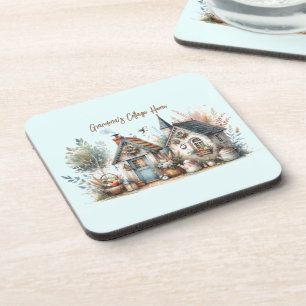 Cottage Haven Floral Homes Illustration Coaster