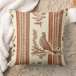Cottage Hen Toile Terracotta Floral Pattern Cushion