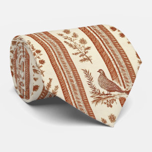 Cottage Hen Toile Terracotta Floral Pattern Tie