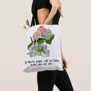 Cottage Hydrangeas, pink, blue,  yellow floral   Tote Bag