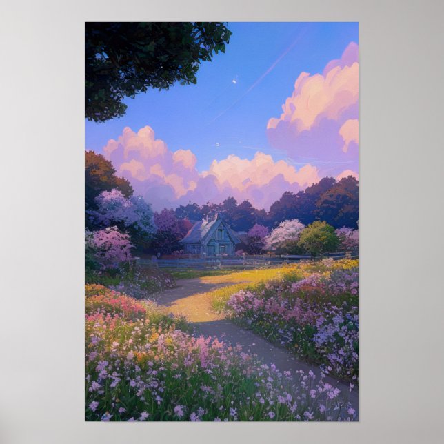 Cottage in Garden Haven Poster (Front)