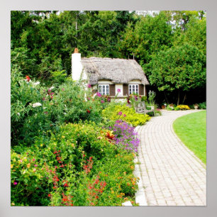 Cottage in the English Gardens Poster