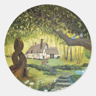 Cottage in the Woods Classic Round Sticker