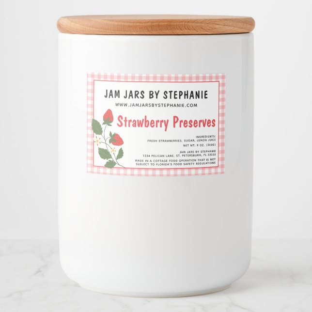 Cottage Industry Required Text Fruit Preserves Food Label (Front)