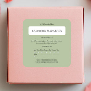 Cottage Law Bakery Ingredient and Allergen Label 