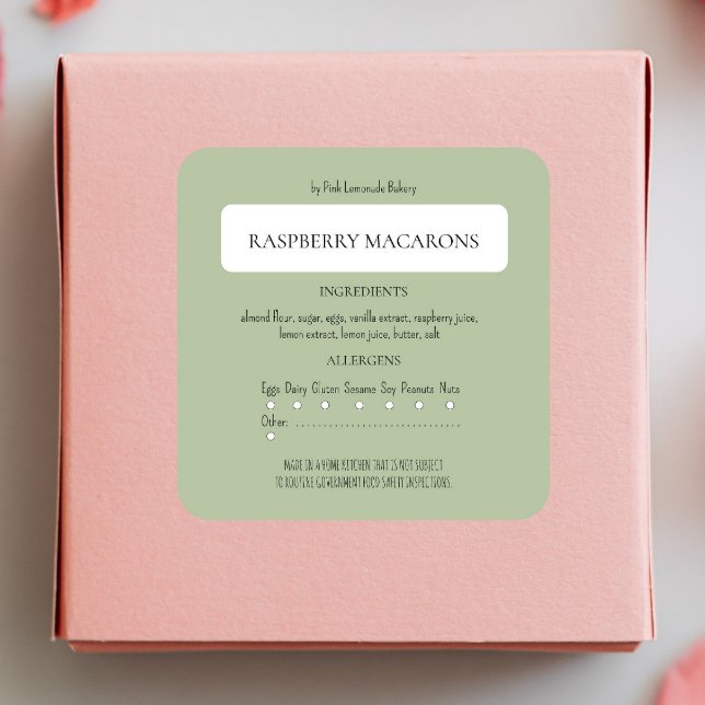 Cottage Law Bakery Ingredient and Allergen Label  (Creator Uploaded)