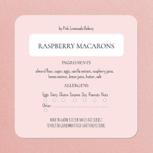 Cottage Law Bakery Ingredient and Allergen Label 