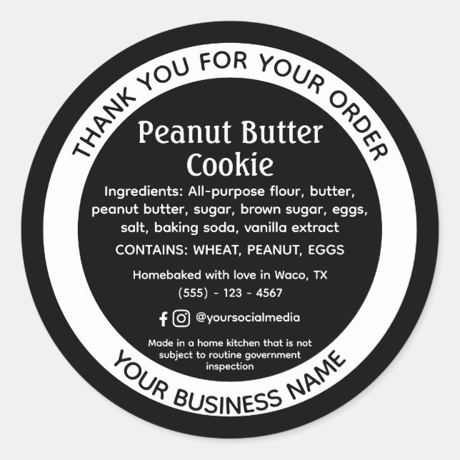 Cottage Law Food Ingredient Contact Detail Sticker (Front)