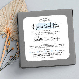 Cottage Law Home Light Blue Bakery Food License Square Sticker