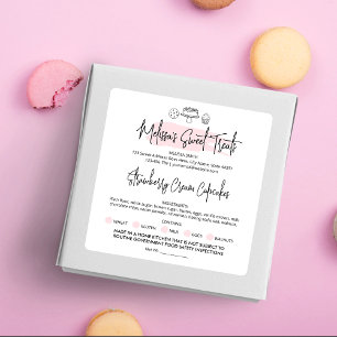 Cottage Law Label Home Bakery Ingredients Sticker