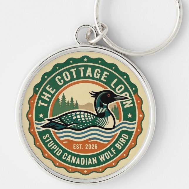 Cottage Loon Stupid Canadian Wolf Bird  Key Ring (Front)