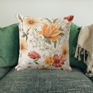 Cottage Meadow Colourful Wildflowers Cushion