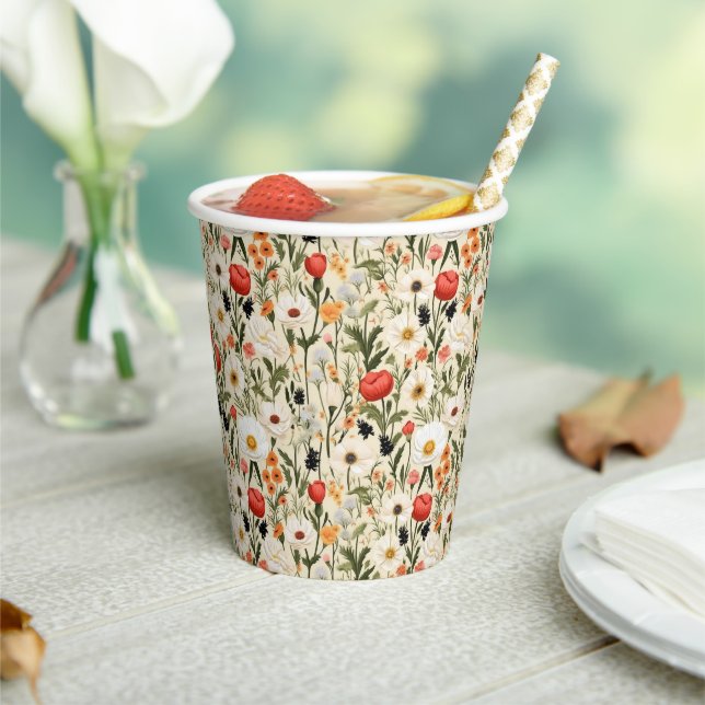 Cottage Meadow Colourful Wildflowers # Paper Cups (Insitu)