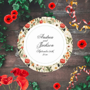 Cottage Meadow Colourful Wildflowers # Wedding Classic Round Sticker