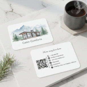 Cottage Mountain Cabin Rental QR Code  Business Card