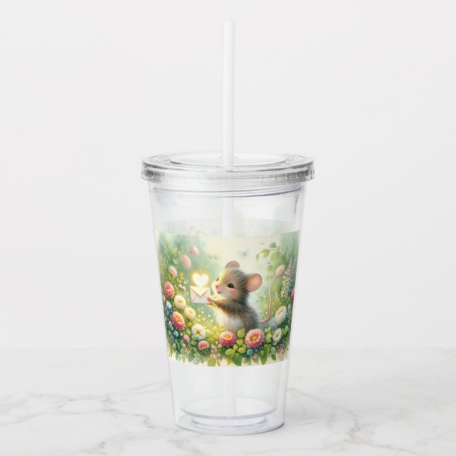 Cottage Mouse Love Letter Meadow Acrylic Tumbler (Front)
