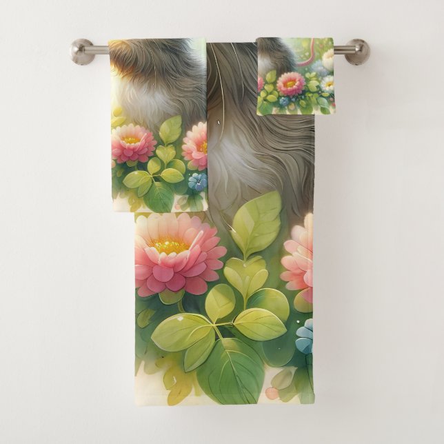 Cottage Mouse Love Letter Meadow Bath Towel Set (Insitu)
