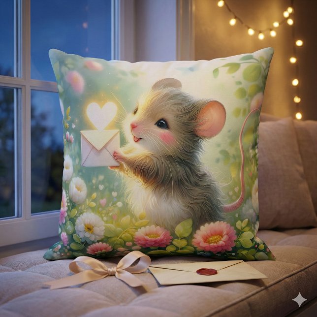 Cottage Mouse Love Letter Meadow Cushion (Cottage Mouse Love Letter Meadow Throw Pillow Mockup D)