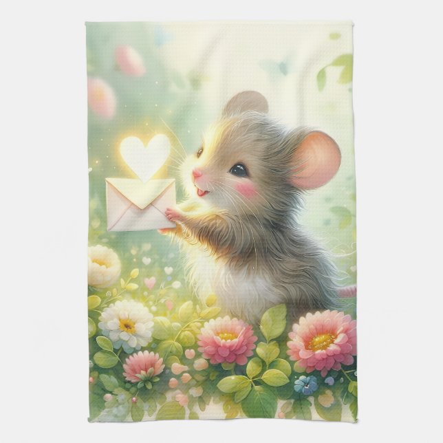 Cottage Mouse Love Letter Meadow Tea Towel (Vertical)