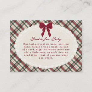 Cottage Plaid Baby Shower Books for Baby Enclosure Card