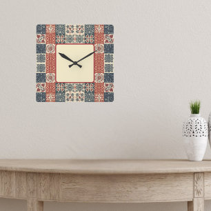 Cottage Quilt Square Wall Clock