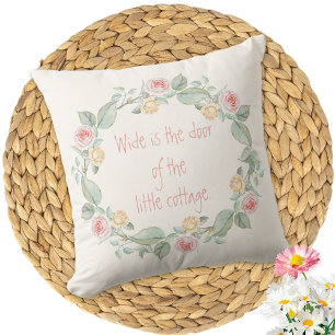 Cottage Rose Wreath Irish Verse Cushion
