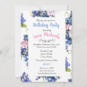 Cottage Roses Birthday Party Invitation