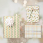 Cottage Roses, Tartan and Stripes Set in orange Wrapping Paper Sheet<br><div class="desc">Cottage Roses in shades of orange peach,  green,  and extra light ivory. Traditional zigzag or chevron stripes. Feminine coloured tartan plaid. 
Ideal for birthdays,  weddings,  Mother's Day,  etc. 
I also have wrapping paper sets that are all the same design if you do not need the variety in this set.</div>