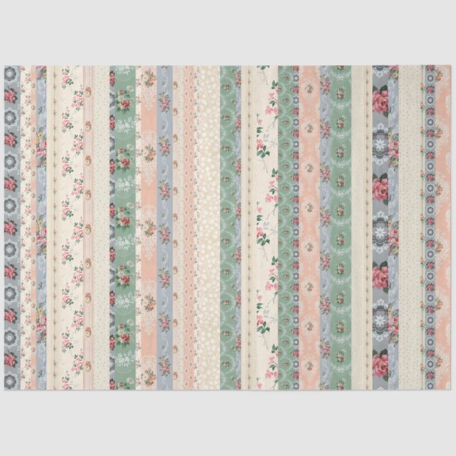 Cottage Roses Wallpaper Strips Tissue Paper (Front)