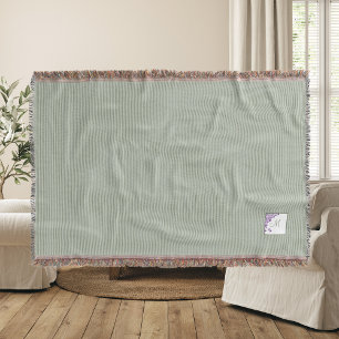 Cottage Sage Stripe Purple Floral Script Monogram  Throw Blanket
