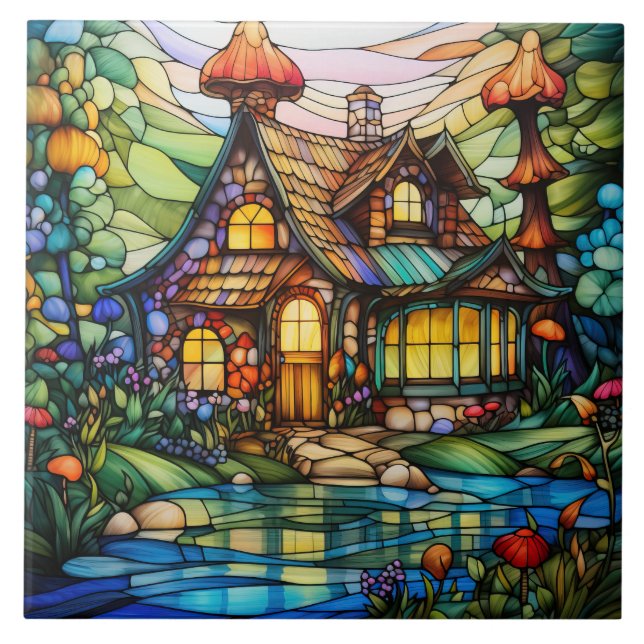 Cottage Stained Glass  Tile (Front)