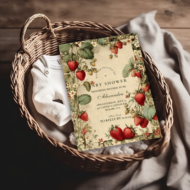 Cottage Strawberry Woodland Baby Shower Invitation (Creator Uploaded)