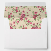 Cottage Style Floral Pink Roses Cream Background