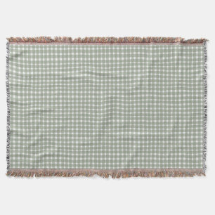 Cottage Style Sage Green Gingham Classic Throw Blanket