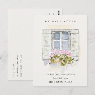 Cottage Vintage Floral Window We have Moved Card