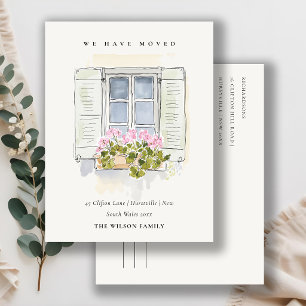 Cottage Vintage Floral Window We have Moved Card