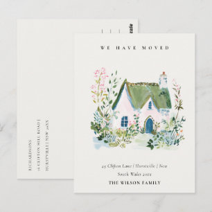 Cottage Vintage Floral Window We have Moved Card