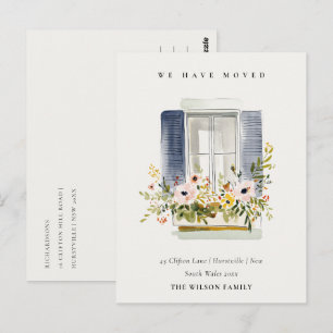 Cottage Vintage Floral Window We have Moved Card