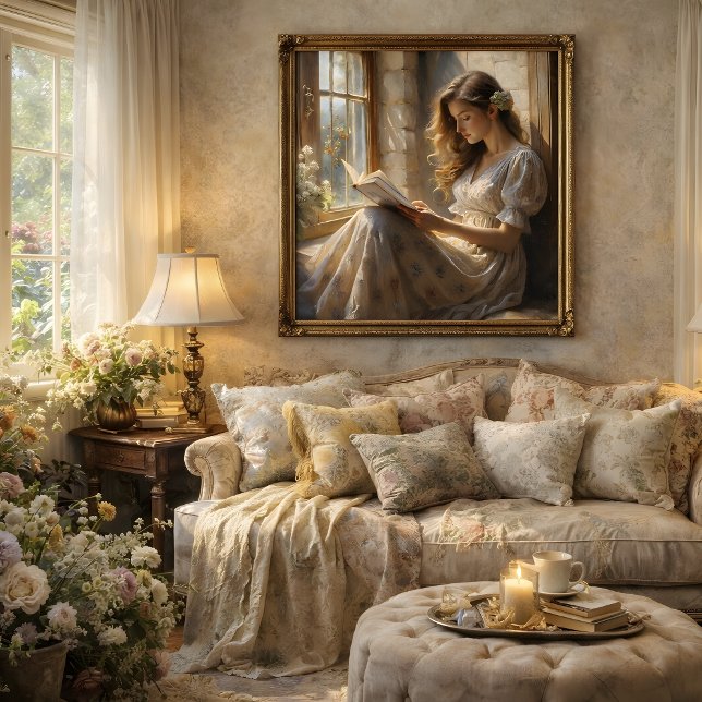 Cottage Window Reverie Romantic Reading Decoupage Tissue Paper (Cottage Window Reverie Romantic Reading Decoupage Tissue Paper)