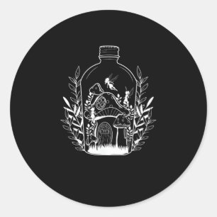Cottagecore Aesthetic Bottle Mushroom House Fairy  Classic Round Sticker