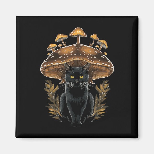 Cottagecore Aesthetic Cat Mushroom  Magnet (Front)
