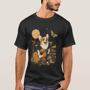 Cottagecore Aesthetic Corgi Dog Playing Guitar T-Shirt