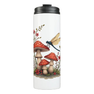 Cottagecore Aesthetic Dragonfly Mushroom Witchy Fl Thermal Tumbler