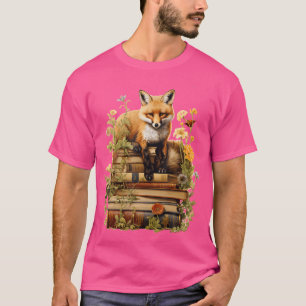 Cottagecore Aesthetic Floral Fox With Book Cute Go T-Shirt