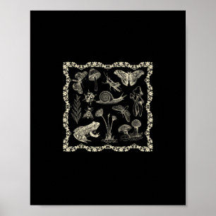 Cottagecore Aesthetic Frog And Mushroom Goblincore Poster
