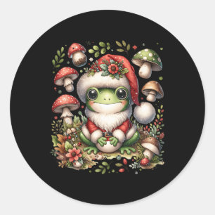 Cottagecore Aesthetic Frog Christmas Mushroom Men  Classic Round Sticker