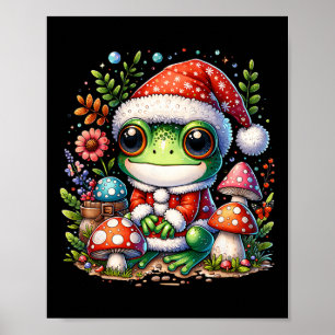 Cottagecore Aesthetic Frog Christmas Mushroom Men  Poster