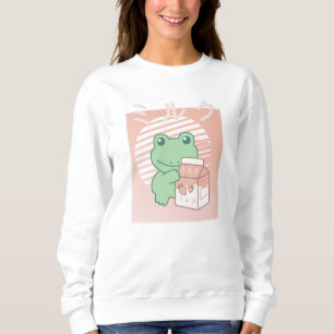 Cottagecore Aesthetic Frog Kawaii Strawberry Milk Sweatshirt