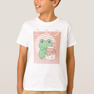 Cottagecore Aesthetic Frog Kawaii Strawberry Milk T-Shirt