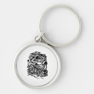 Cottagecore Aesthetic Frog Mushroom Goblincore Art Key Ring